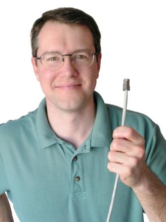 man with computer cable